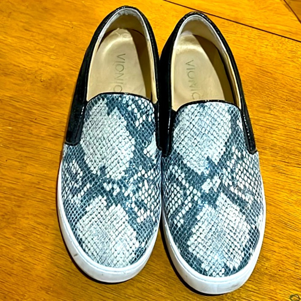 Vionic Slip-On Sneaker Animal Print Leather and Black Suede 106